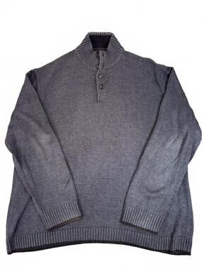 Men’s 2XL Perry Ellis Gray Mock Turtleneck Cotton Blend Sweater Soft Comfy